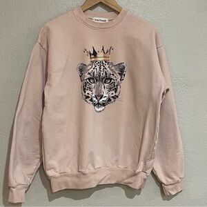 Rare YVETTE MANDELL Queen Crown Leopard Heavyweight Graphic Sweatshirt Designer